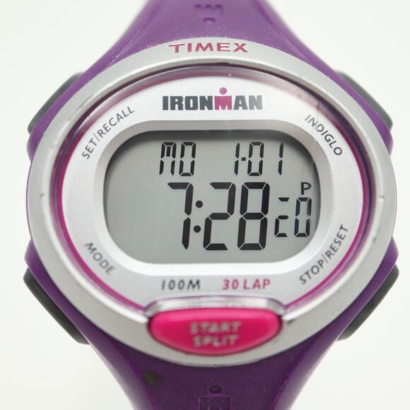 Timex Ironman Triathlon Women Indiglo Digital Watch Purple Silicone New Battery - Picture 6 of 12